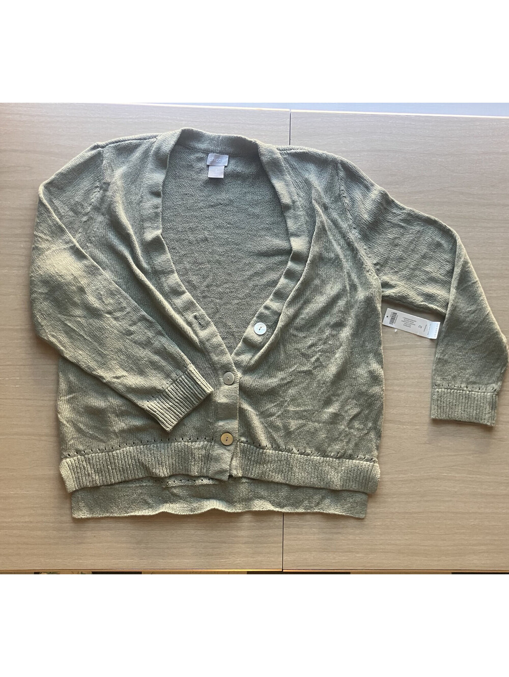 Chico's Linen Blend Cardigan Button Sweater Layering Goblin Capsule NWT 2 Large
